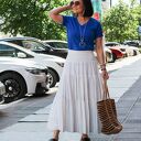 Biała spódnica maxi z falbanami pas gumowany