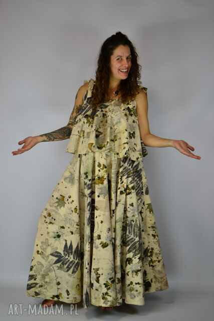 Barwiona roślinami, ręcznie robiona Dzika Spódnica Jesienny Las