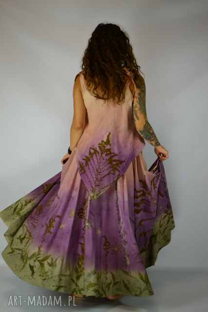 Barwiona roślinami, ręcznie robiona Dzika Spódnica Łąka o Wschodzie