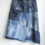 patchworkowa r. 46 - jeansowa długa asymetryczna spódnica