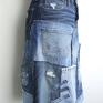 jeans r. 38 dżinsowa patchworkowa spódnica