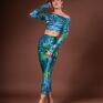 turkusowe elegancka dopasowana spódnica - tropical oryginalna
