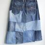 długa patchworkowa r. 46 - jeansowa asymetryczna spódnica