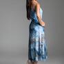 Taravio Długa letnia spódnica trapezowa z szyfonu w kolorze - Kolekcja Niebieskie delikatna kolorowa