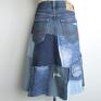 recycled art jeansowa patchworkowa jeans r. 38 dżinsowa spódnica