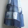 Anita Palmer Art asymetryczna patchworkowa r. 36/38 midi jeansowa spódnica