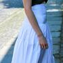 intrygujące spódnice modna długa elegancka, biała, maxi z falbaną gumki w pasie