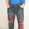 spodnie jeans jeansy podszywane patchworkowo kolorowe boho