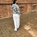 szerokie spodnie letnie wiązane w pasie Luna kolor złamana biel