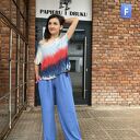 szerokie spodnie letnie wiązane w pasie Luna kolor niebieski