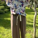 szerokie spodnie letnie wiązane w pasie Mocca Mouse