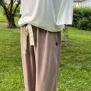 szerokie spodnie letnie wiązane w pasie Mocca Mouse