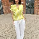 szerokie spodnie letnie wiązane w pasie Luna kolor złamana biel