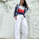 szerokie spodnie letnie wiązane w pasie Luna kolor złamana biel