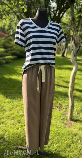 szerokie spodnie letnie wiązane w pasie Mocca Mouse