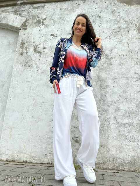 szerokie spodnie letnie wiązane w pasie Luna kolor złamana biel