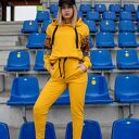 Komplet dresowy Kenia - żółta bluza kolorowa i spodnie handmade