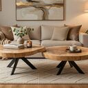 Zestaw 2 stolików kawowych z litego drewna! Bezpieczna wysyłka, pobranie