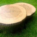 Stolik kawowy z litego drewna 70 cm - handmade unikat (zestaw 2 stolików)