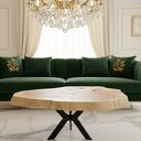 Stolik kawowy z litego drewna - lakierowany blat, metalowe nogi, loftowy design