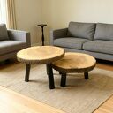 Stolik kawowy z litego drewna 70 cm handmade unikat