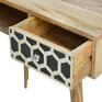 minimalistyczny loft biurko drewno konsola z inkrustowaną szufladą lite