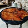 stoły: Okrągły stolik kawowy z żywicą - drewno lakier
