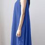 Ruda Klara niebieska oversize długa - damska bawełna sukienka