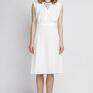 biała sukienka w stylu retro, suk125 ecru klasyczna