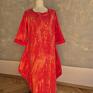 Czerwona ręcznie barwiona sukienka rozmiar L. Etno