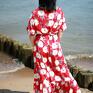 sukienka kimonowa w czerwone kwiaty merry maxi