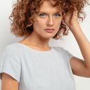 Sukienka z lnem z kontrafałdą na plecach, T403, grey melange