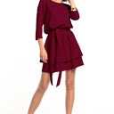 Elegancka sukienka z podwójną spódnicą, T320, burgundowa