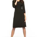 Taliowana sukienka z zaszewkami T265 czarna - rękaw 3/4