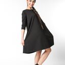 Czarna wiosenna sukienka typu klosz (L/XL) - rozkloszowany trapez z dzianiny dresowej