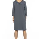 Elegancka sukienka z kołnierzem w stylu Jackie Kennedy, T245, brudny niebieski