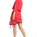 Elegancka sukienka z podwójną spódnicą, T320, malinowa