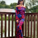 Sukienka z odsłoniętymi ramionami - julia maxi flower power