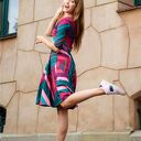 Sukienka retro | IRMA kolorowe pasy