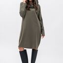 Sukienka Nana Khaki oversize z kominem 3w1 i kieszeniami 