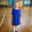 Komplet dla mamy i córki: elegancka sukienka z koronką, model 25, chabrowy