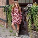 Krótka sukienka | AURELIA brązowe kwiaty