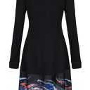 SUKIENKA TRAPEZOWA CZARNA z KOLOROWYM MOTYWEM