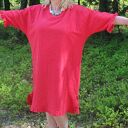 Czerwona sukienka lniana z falbankami 100% len - oversize boho