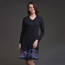 SUKIENKA TRAPEZOWA CZARNA z KOLOROWYM MOTYWEM