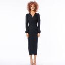 Czarna koktajlowa sukienka wyszczuplająca Diva Black Night - 7/8, dekolt V i bufki
