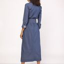 Długa jeansowa sukienka maxi w stylu militarnym - suk158