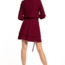 Elegancka sukienka z podwójną spódnicą, T320, burgundowa