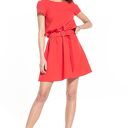 Elegancka sukienka mini ściągnięta w talii, T333, malinowa