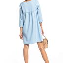 Sukienka marszczona na plecach z kieszeniami, T326, jasnoniebieska